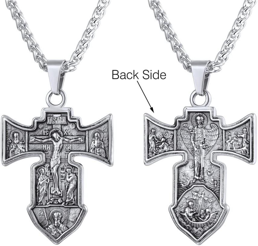 imageU7 Russian Orthodox Cross PendantPraying HandsIchthys Sign for Men Women Stainless Steel 18K Gold Plated Jesus Pendant Christian Religious Necklaces Length 22 Silver Black Gold02 Orthodox CrossSteel