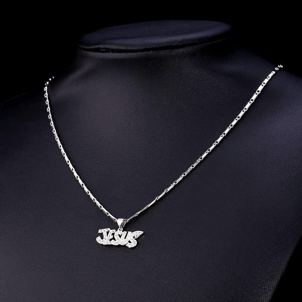 imageU7 Russian Orthodox Cross PendantPraying HandsIchthys Sign for Men Women Stainless Steel 18K Gold Plated Jesus Pendant Christian Religious Necklaces Length 22 Silver Black Gold08 JesusPlatinum