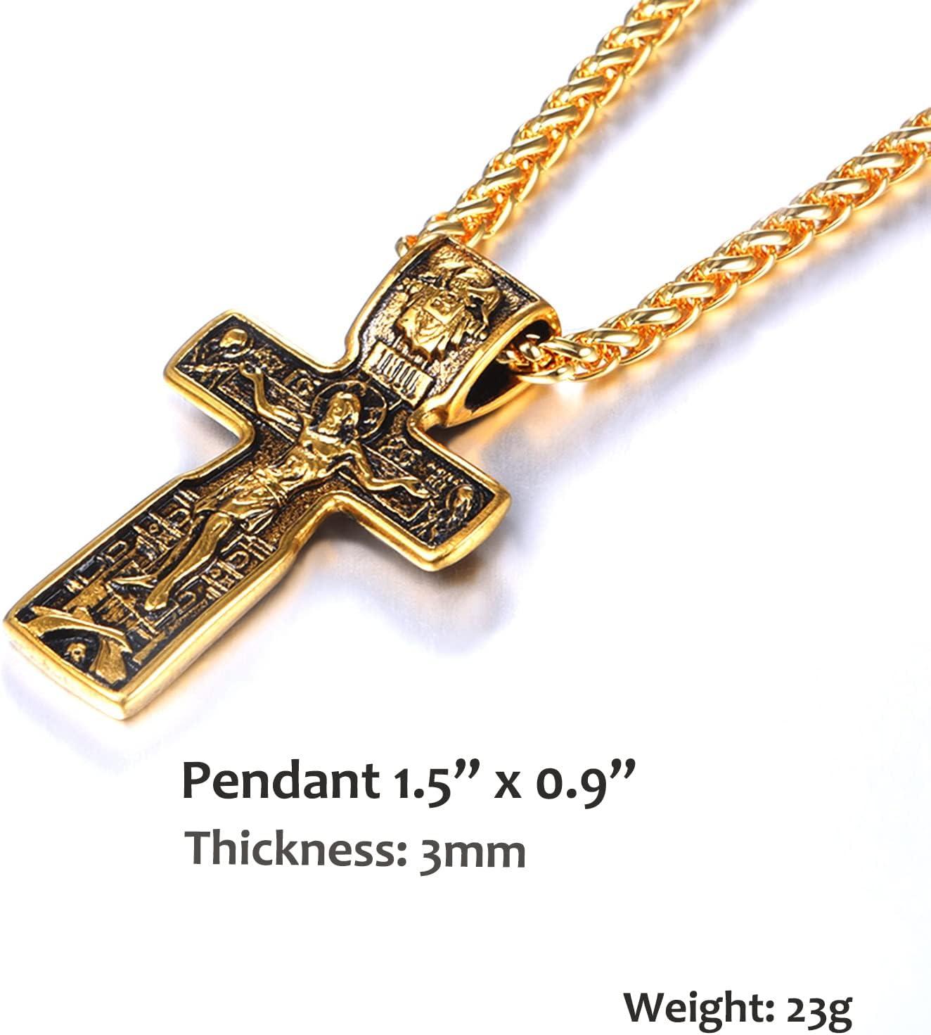 imageU7 Russian Orthodox Cross PendantPraying HandsIchthys Sign for Men Women Stainless Steel 18K Gold Plated Jesus Pendant Christian Religious Necklaces Length 22 Silver Black GoldJChurch Crucifix Gold