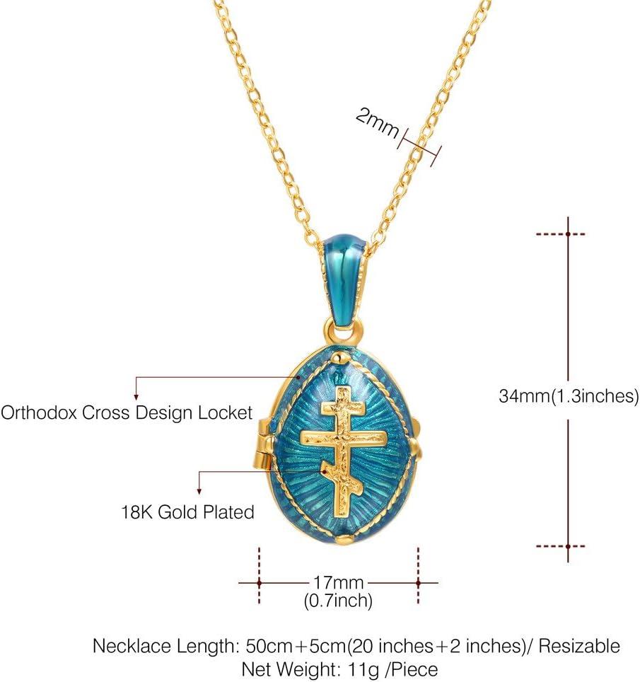 imageU7 Russian Orthodox Cross PendantPraying HandsIchthys Sign for Men Women Stainless Steel 18K Gold Plated Jesus Pendant Christian Religious Necklaces Length 22 Silver Black Gold03 Blue Orthodox Egg