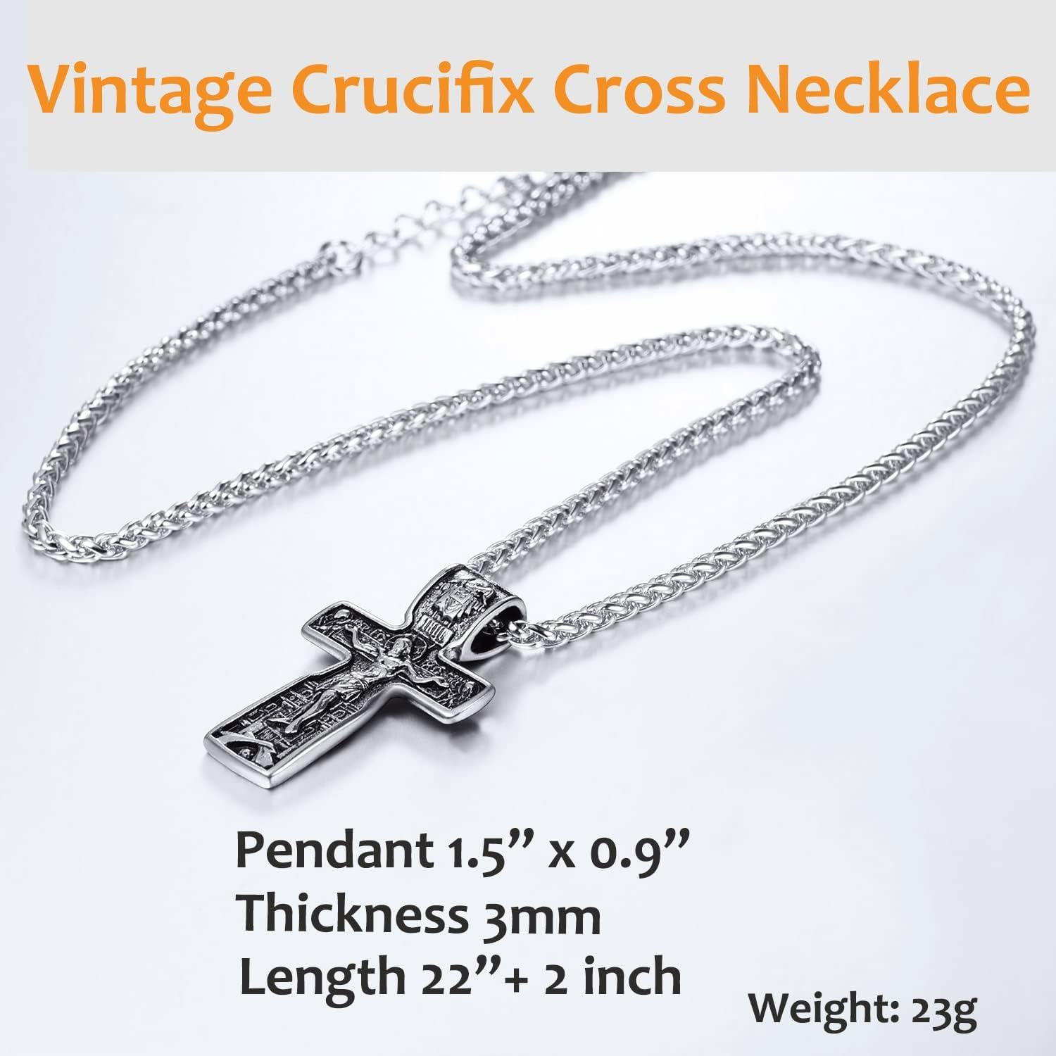 imageU7 Russian Orthodox Cross PendantPraying HandsIchthys Sign for Men Women Stainless Steel 18K Gold Plated Jesus Pendant Christian Religious Necklaces Length 22 Silver Black GoldJChurch Crucifix Stainless