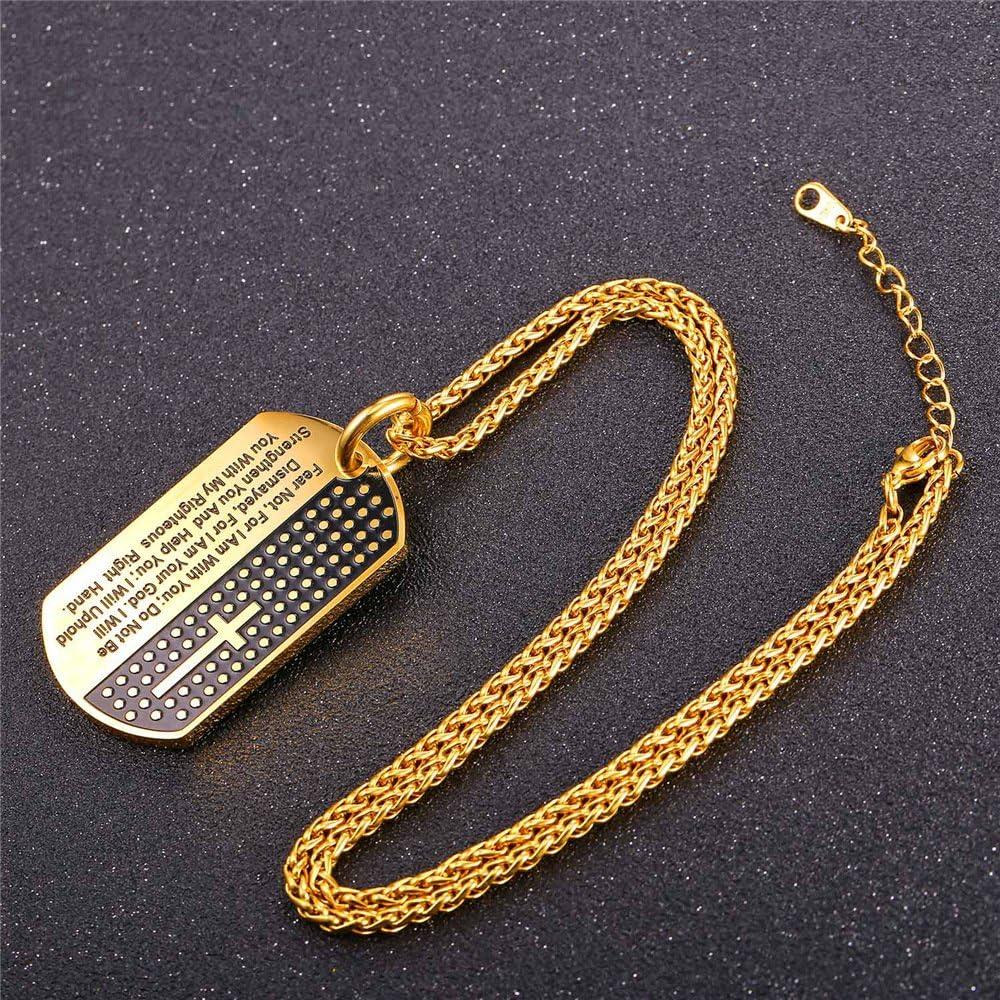 imageU7 Russian Orthodox Cross PendantPraying HandsIchthys Sign for Men Women Stainless Steel 18K Gold Plated Jesus Pendant Christian Religious Necklaces Length 22 Silver Black Gold08 Isaiah 4110Gold