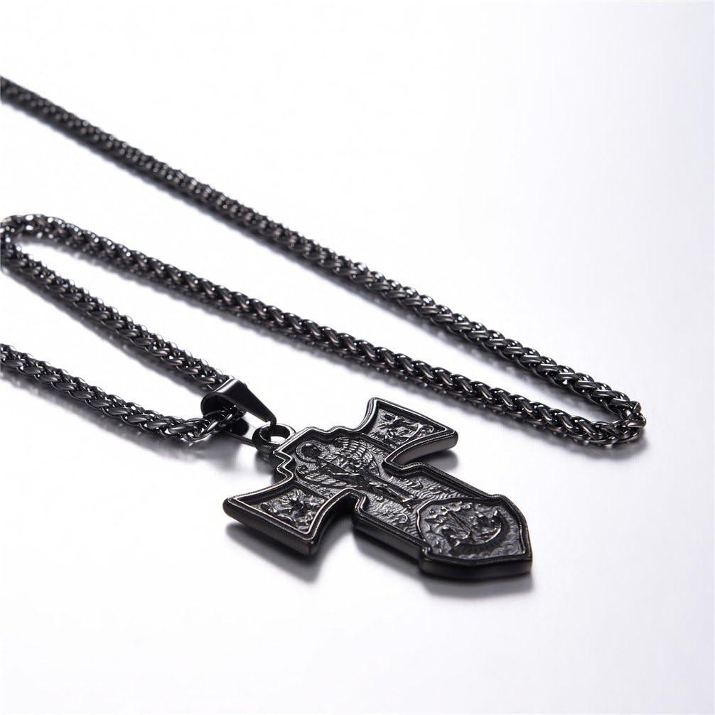 imageU7 Russian Orthodox Cross PendantPraying HandsIchthys Sign for Men Women Stainless Steel 18K Gold Plated Jesus Pendant Christian Religious Necklaces Length 22 Silver Black Gold02 Orthodox CrossBlack