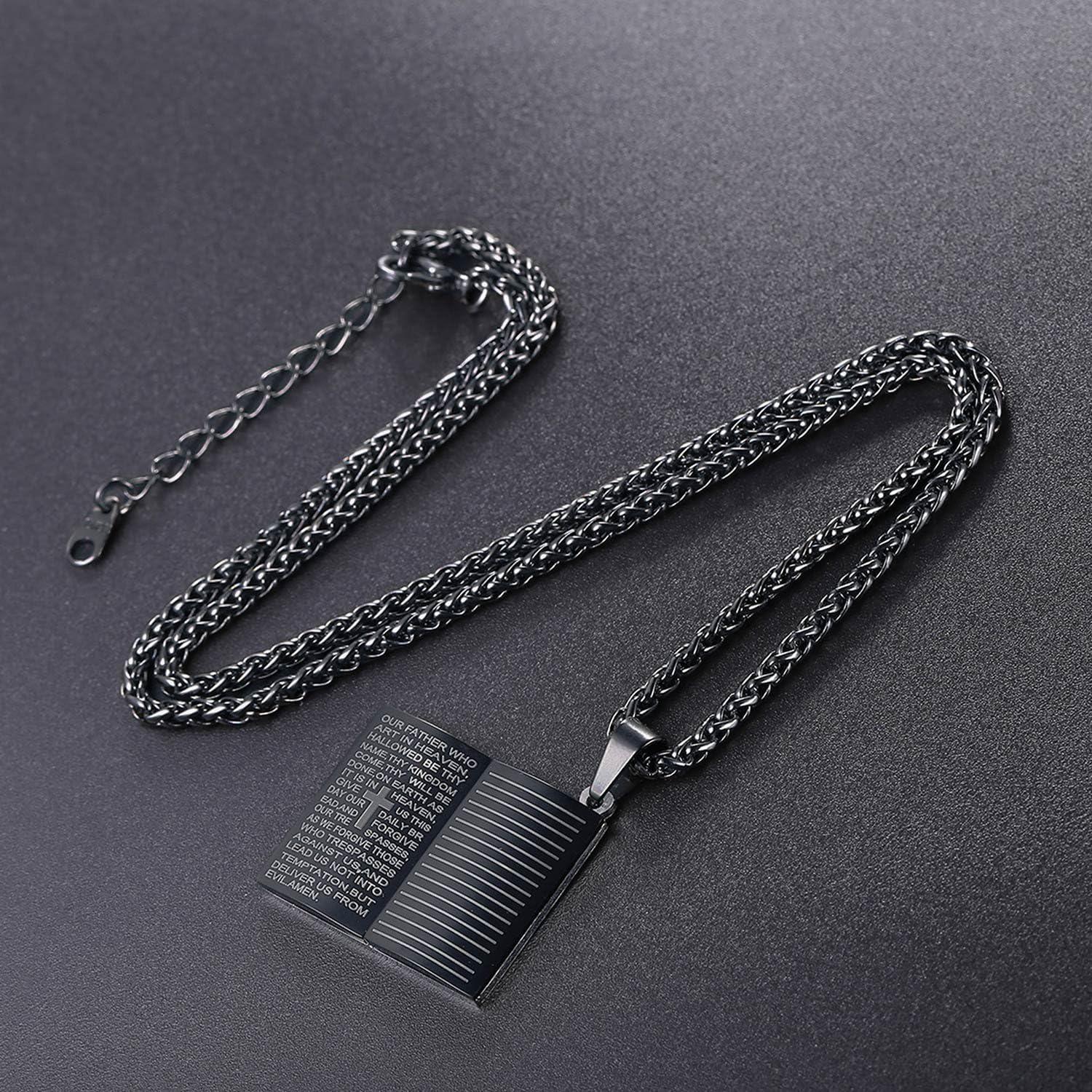 imageU7 Russian Orthodox Cross PendantPraying HandsIchthys Sign for Men Women Stainless Steel 18K Gold Plated Jesus Pendant Christian Religious Necklaces Length 22 Silver Black GoldHoly BibleBlack