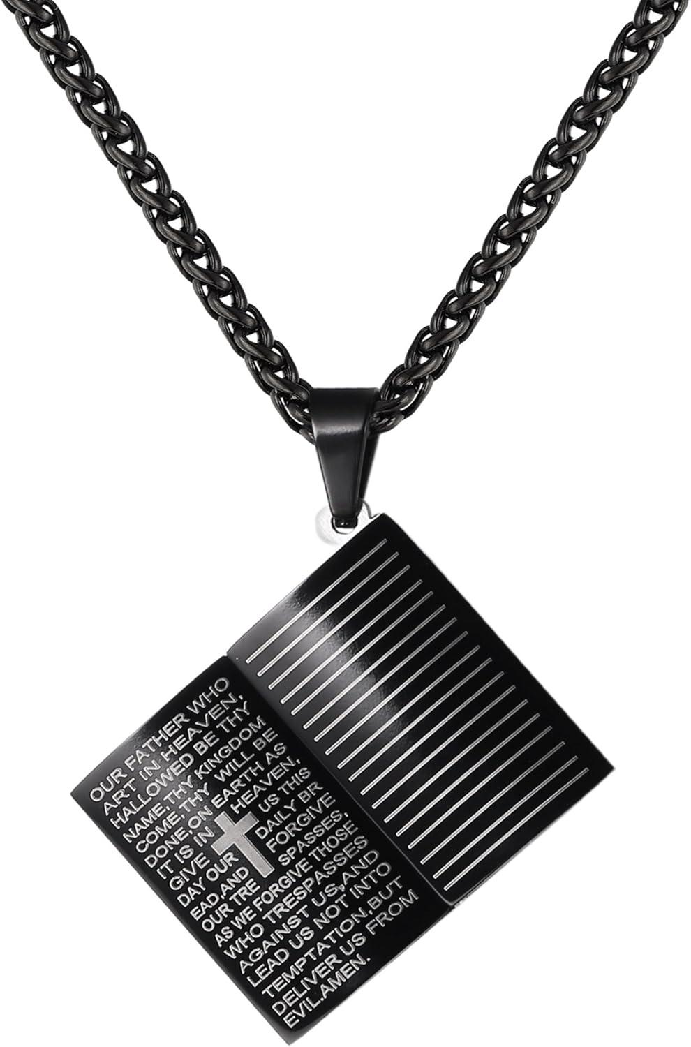 imageU7 Russian Orthodox Cross PendantPraying HandsIchthys Sign for Men Women Stainless Steel 18K Gold Plated Jesus Pendant Christian Religious Necklaces Length 22 Silver Black GoldHoly BibleBlack