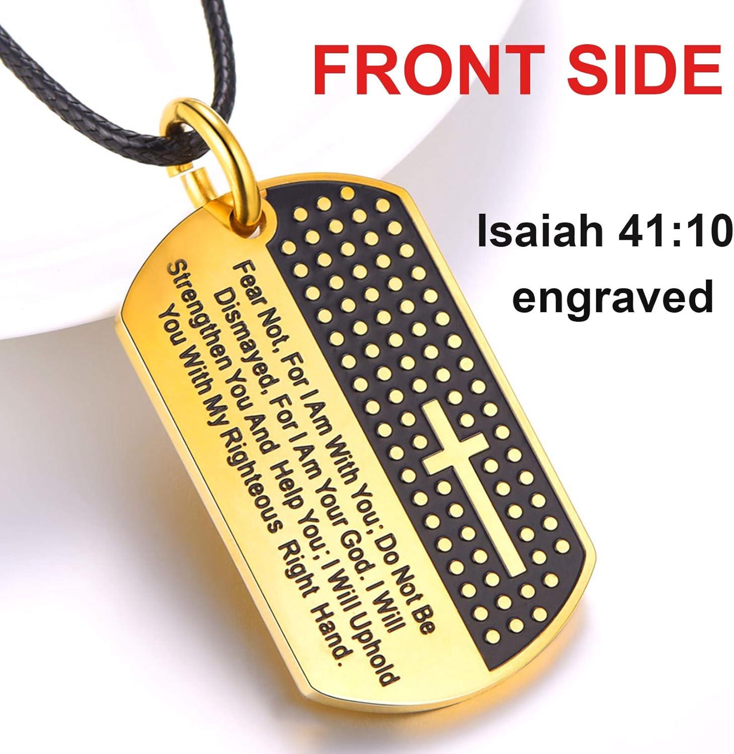 imageU7 Russian Orthodox Cross PendantPraying HandsIchthys Sign for Men Women Stainless Steel 18K Gold Plated Jesus Pendant Christian Religious Necklaces Length 22 Silver Black Gold08 Isaiah 4110Gold