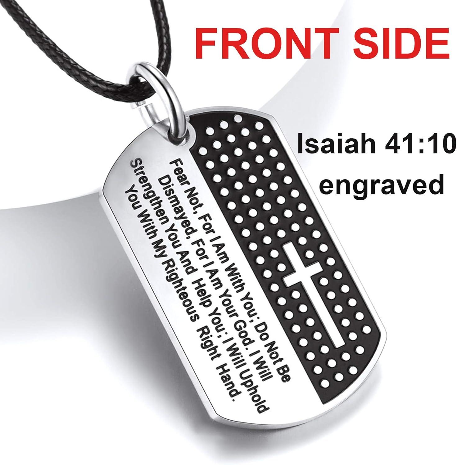 imageU7 Russian Orthodox Cross PendantPraying HandsIchthys Sign for Men Women Stainless Steel 18K Gold Plated Jesus Pendant Christian Religious Necklaces Length 22 Silver Black Gold08 Isaiah 4110Steel