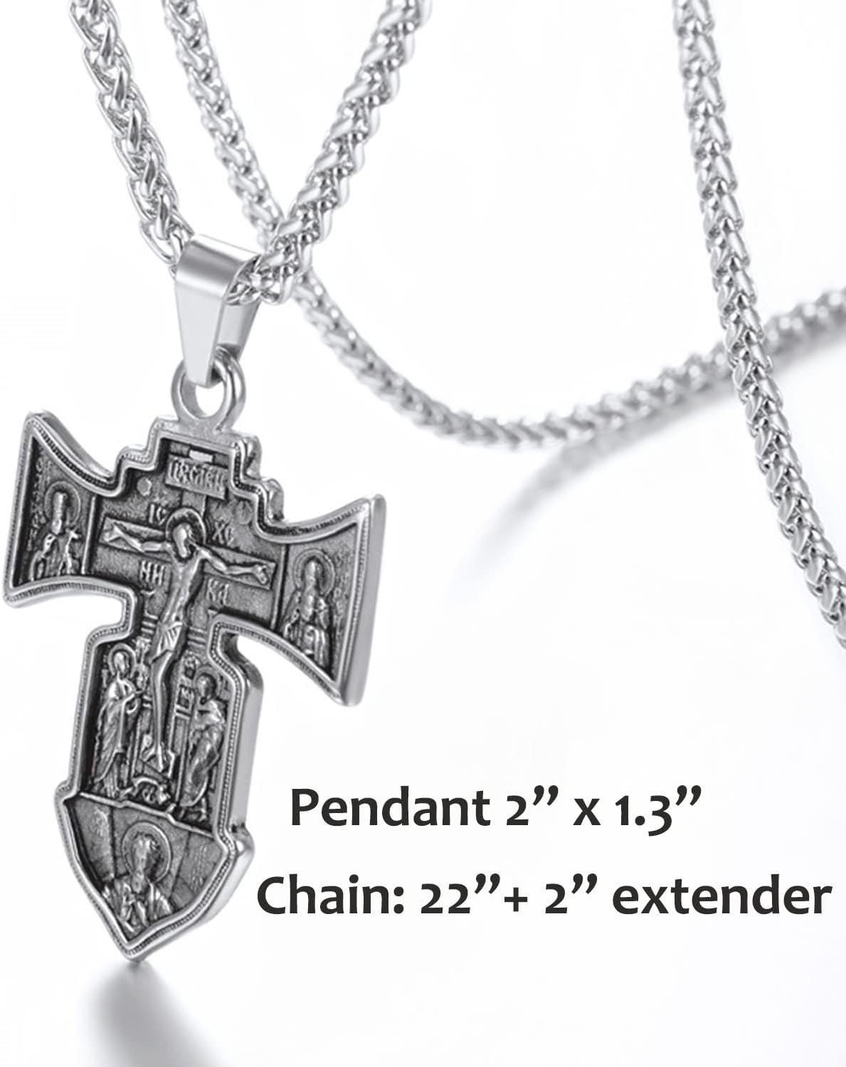 imageU7 Russian Orthodox Cross PendantPraying HandsIchthys Sign for Men Women Stainless Steel 18K Gold Plated Jesus Pendant Christian Religious Necklaces Length 22 Silver Black Gold02 Orthodox CrossSteel