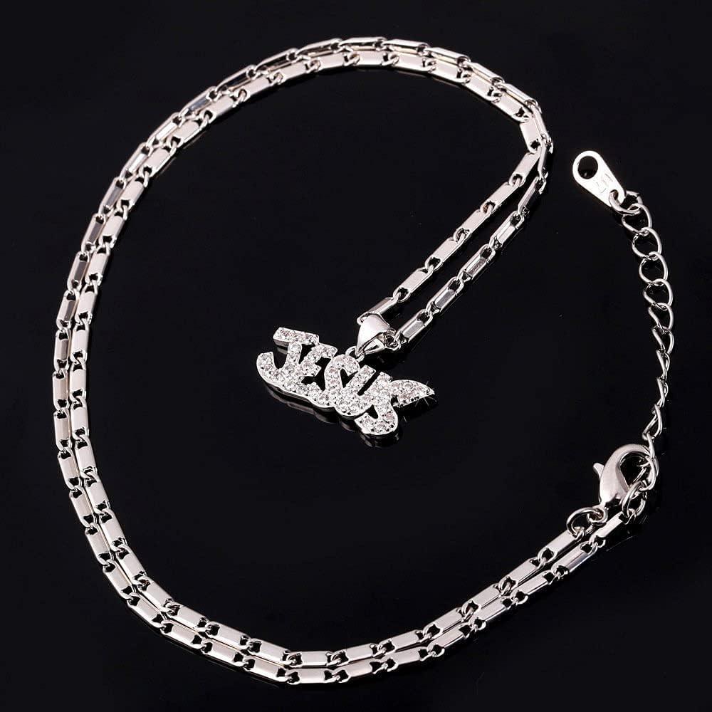 imageU7 Russian Orthodox Cross PendantPraying HandsIchthys Sign for Men Women Stainless Steel 18K Gold Plated Jesus Pendant Christian Religious Necklaces Length 22 Silver Black Gold08 JesusPlatinum