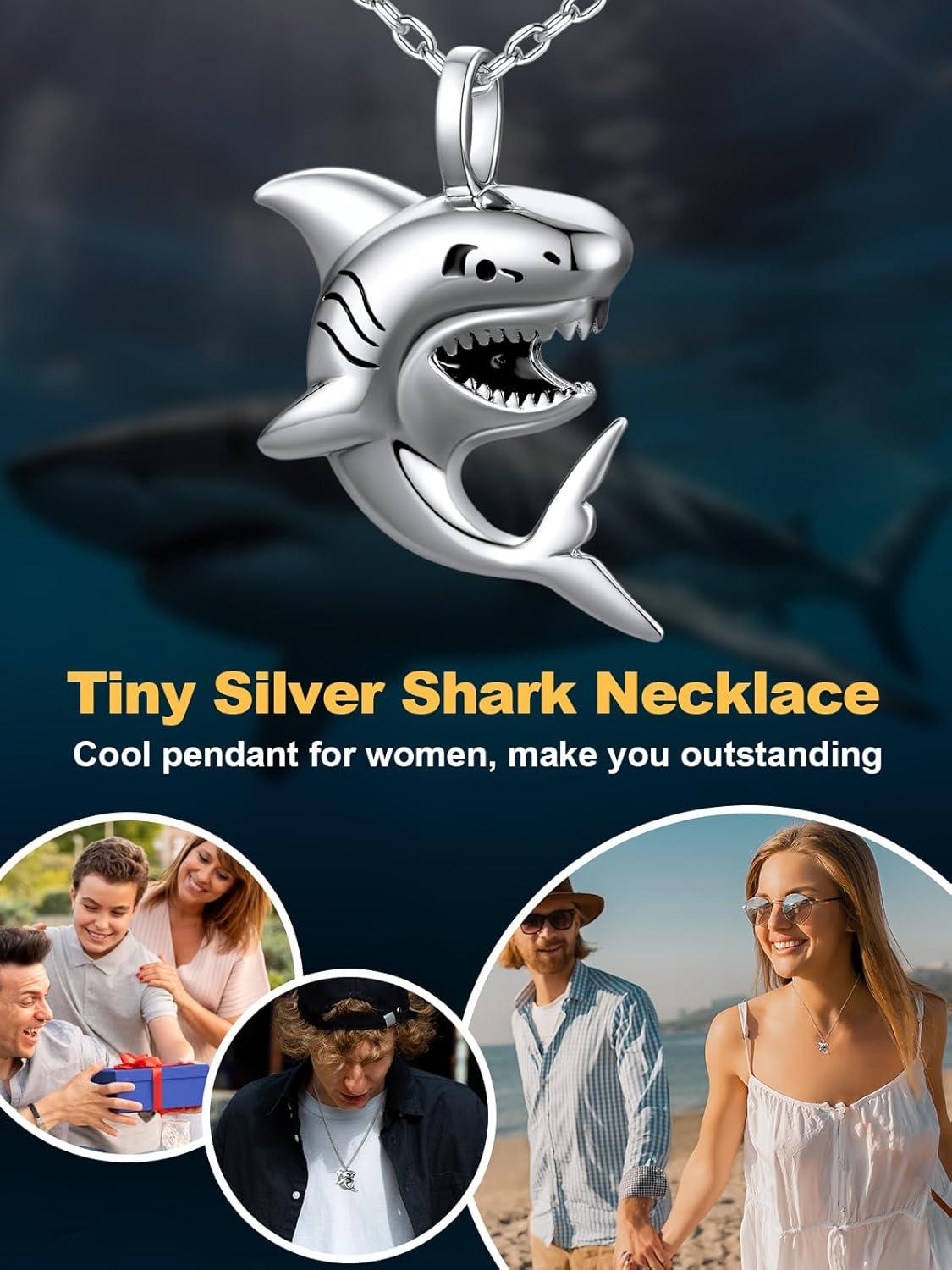 imageU7 Stainless Steel Shark Necklaces18K Gold Plated DolphinSwordfishShark Pendant NecklacePunk Mens Jewelry1SharkSterling Silver