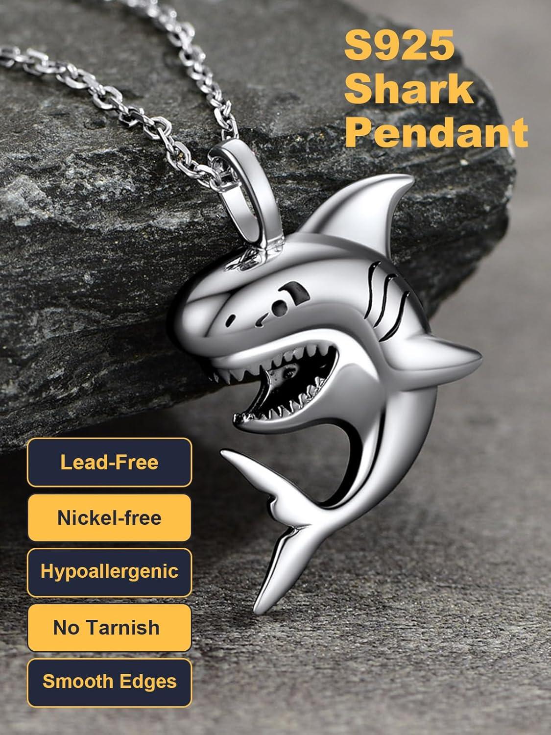imageU7 Stainless Steel Shark Necklaces18K Gold Plated DolphinSwordfishShark Pendant NecklacePunk Mens Jewelry1SharkSterling Silver
