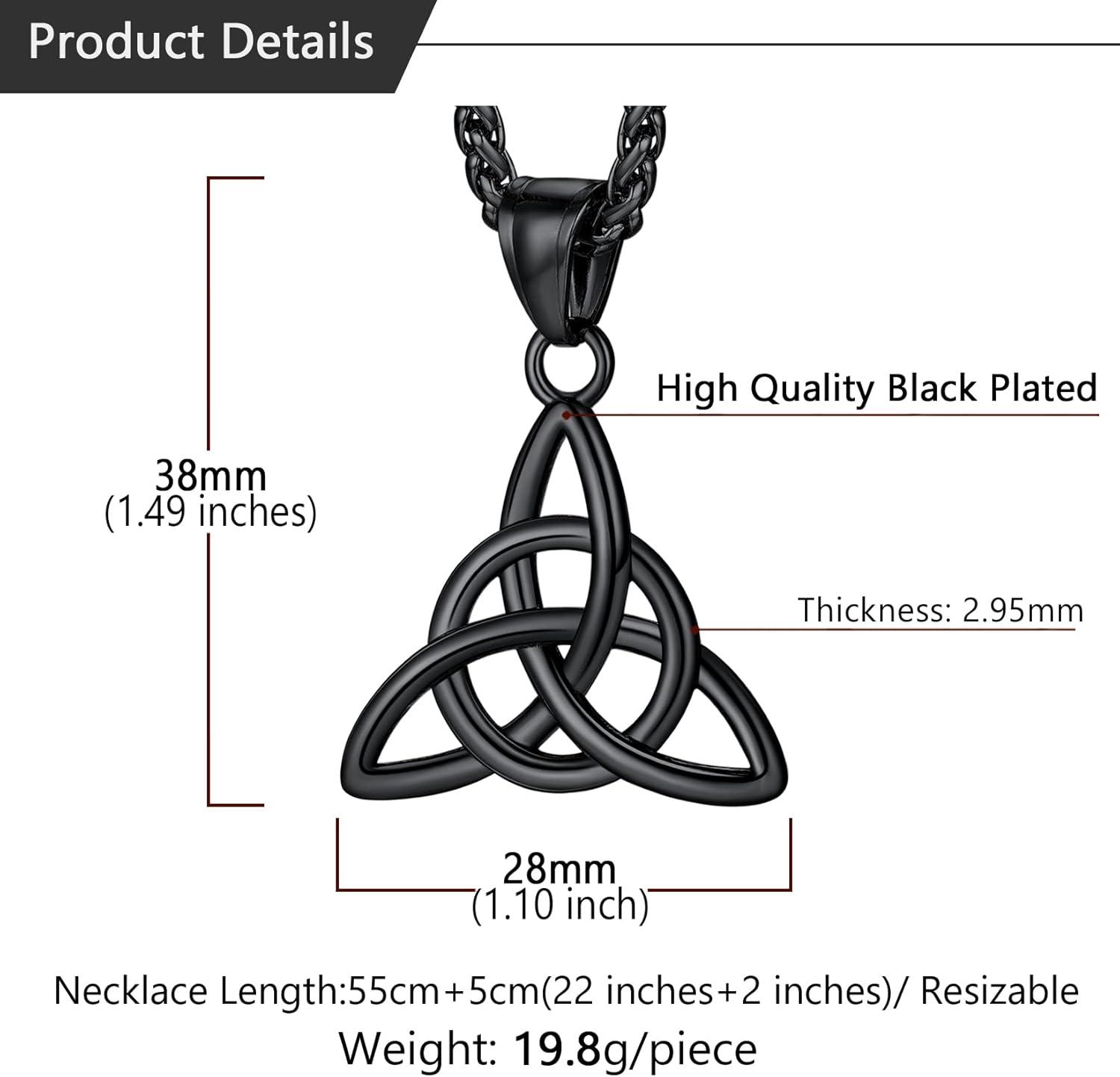 imageU7 Viking Celtic Kont Necklace Stainless Steel Irish Knot Pendant Necklace for Men WomenBlack