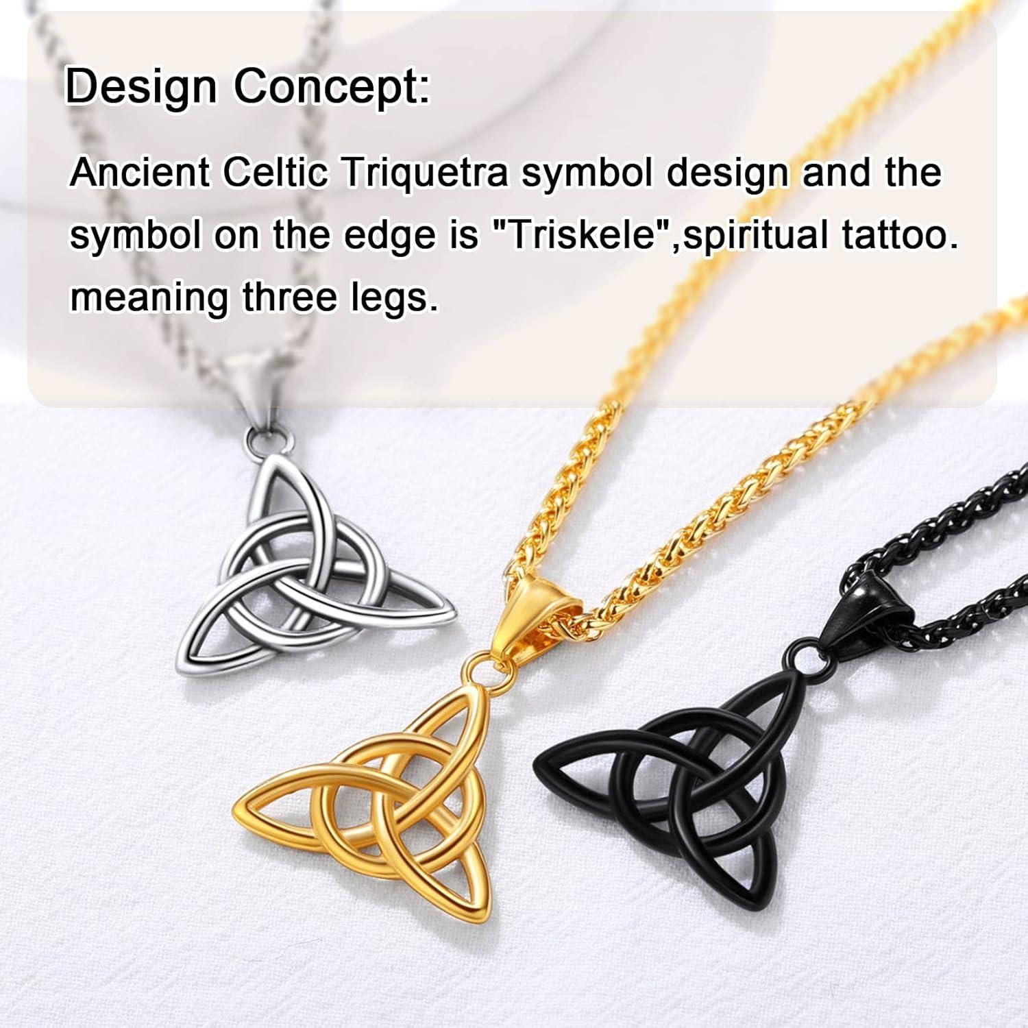 imageU7 Viking Celtic Kont Necklace Stainless Steel Irish Knot Pendant Necklace for Men WomenStainless Steel