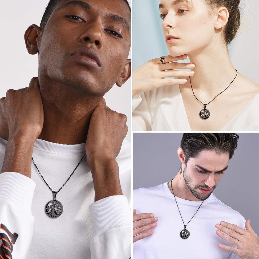 imageUrn Necklace for AshesCustomized Stainless Steel or 18K Gold Plated Cremation Jewelry Memorial Keepsake Urn Lockets Pendant for Men Women Waterproof amp Gift PackedTree of Lifeblackcustom Text