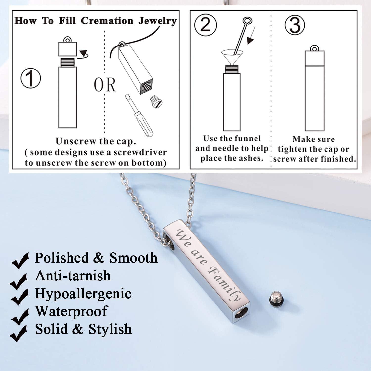 imageUrn Necklace for AshesCustomized Stainless Steel or 18K Gold Plated Cremation Jewelry Memorial Keepsake Urn Lockets Pendant for Men Women Waterproof amp Gift Packed4Sided BarStainlessCustom Text