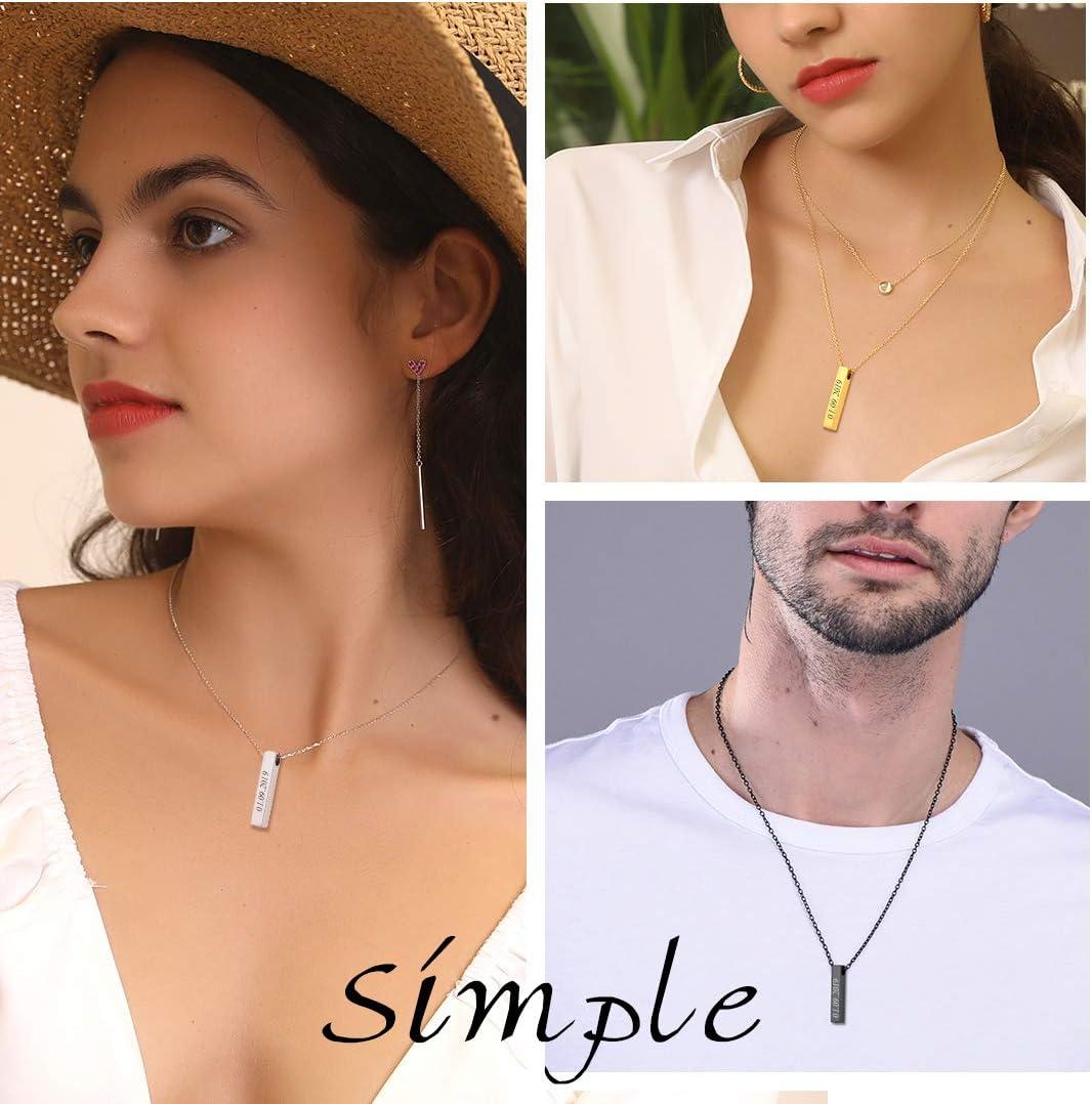 imageUrn Necklace for AshesCustomized Stainless Steel or 18K Gold Plated Cremation Jewelry Memorial Keepsake Urn Lockets Pendant for Men Women Waterproof amp Gift Packed4Sided BarStainlessCustom Text