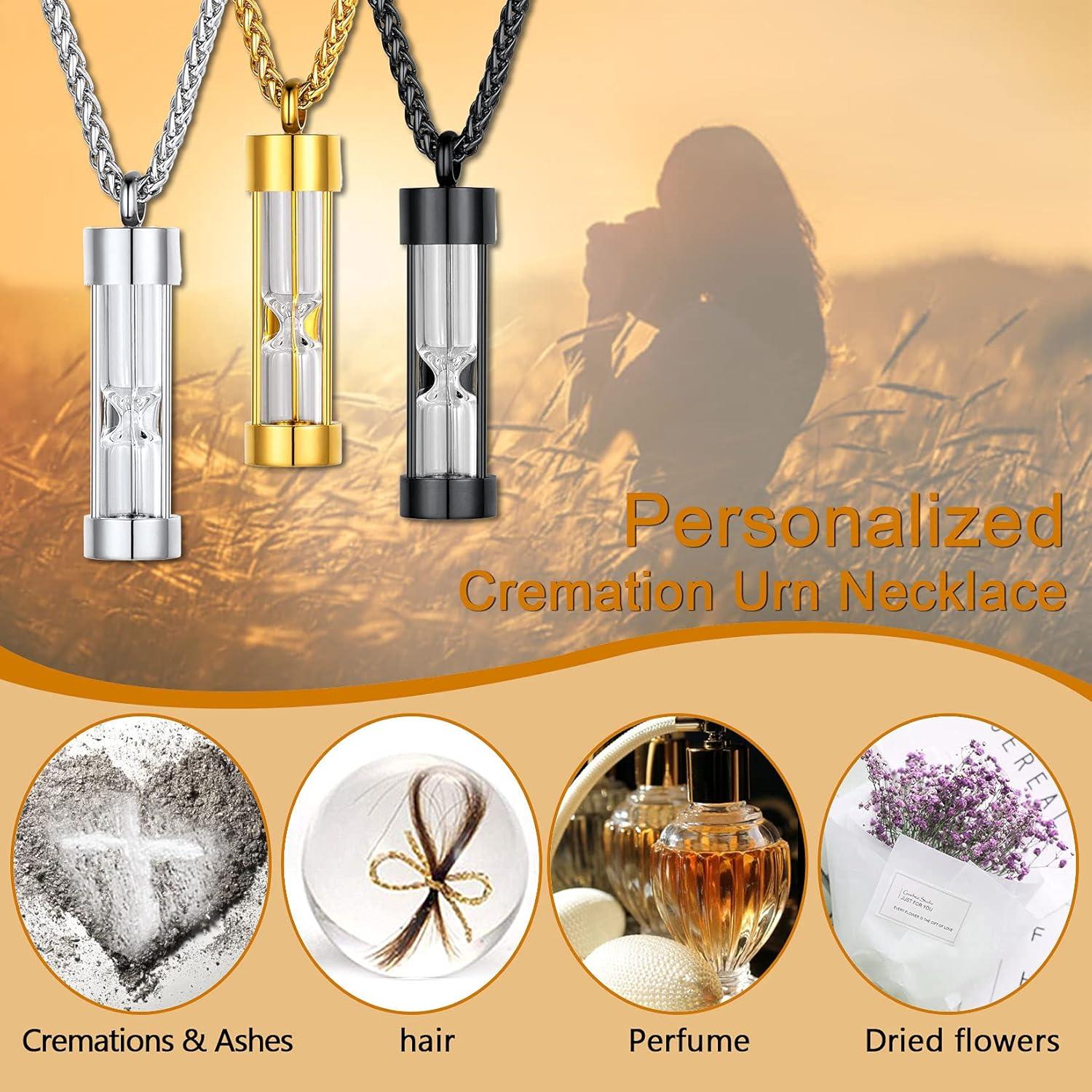imageUrn Necklace for AshesCustomized Stainless Steel or 18K Gold Plated Cremation Jewelry Memorial Keepsake Urn Lockets Pendant for Men Women Waterproof amp Gift PackedHourglassgoldTextBirthstone