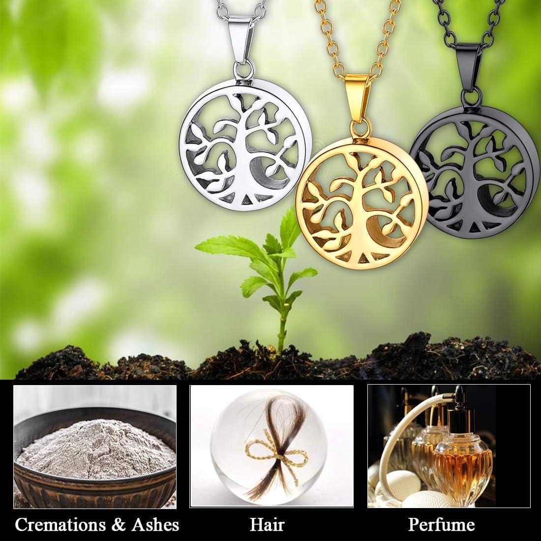 imageUrn Necklace for AshesCustomized Stainless Steel or 18K Gold Plated Cremation Jewelry Memorial Keepsake Urn Lockets Pendant for Men Women Waterproof amp Gift PackedTree of Lifestainlesscustom Text