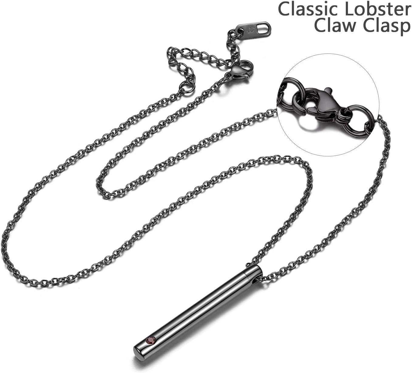 imageUrn Necklace for AshesCustomized Stainless Steel or 18K Gold Plated Cremation Jewelry Memorial Keepsake Urn Lockets Pendant for Men Women Waterproof amp Gift PackedLong BarBlackTextBirthstone
