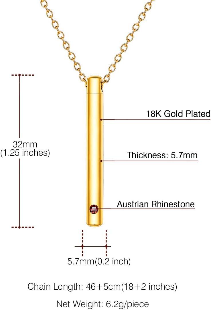 imageUrn Necklace for AshesCustomized Stainless Steel or 18K Gold Plated Cremation Jewelry Memorial Keepsake Urn Lockets Pendant for Men Women Waterproof amp Gift PackedLong BarGoldTextBirthstone