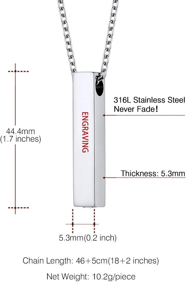 imageUrn Necklace for AshesCustomized Stainless Steel or 18K Gold Plated Cremation Jewelry Memorial Keepsake Urn Lockets Pendant for Men Women Waterproof amp Gift Packed4Sided BarStainlessCustom Text