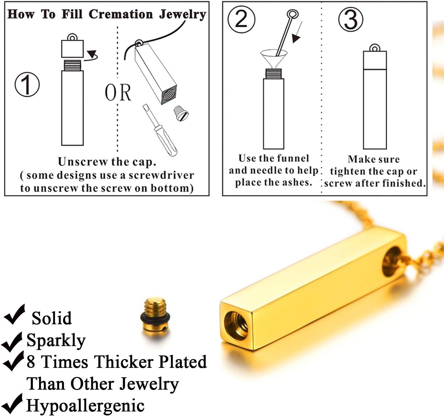 imageUrn Necklace for AshesCustomized Stainless Steel or 18K Gold Plated Cremation Jewelry Memorial Keepsake Urn Lockets Pendant for Men Women Waterproof amp Gift Packed4Sided BarGoldTextBirthstone