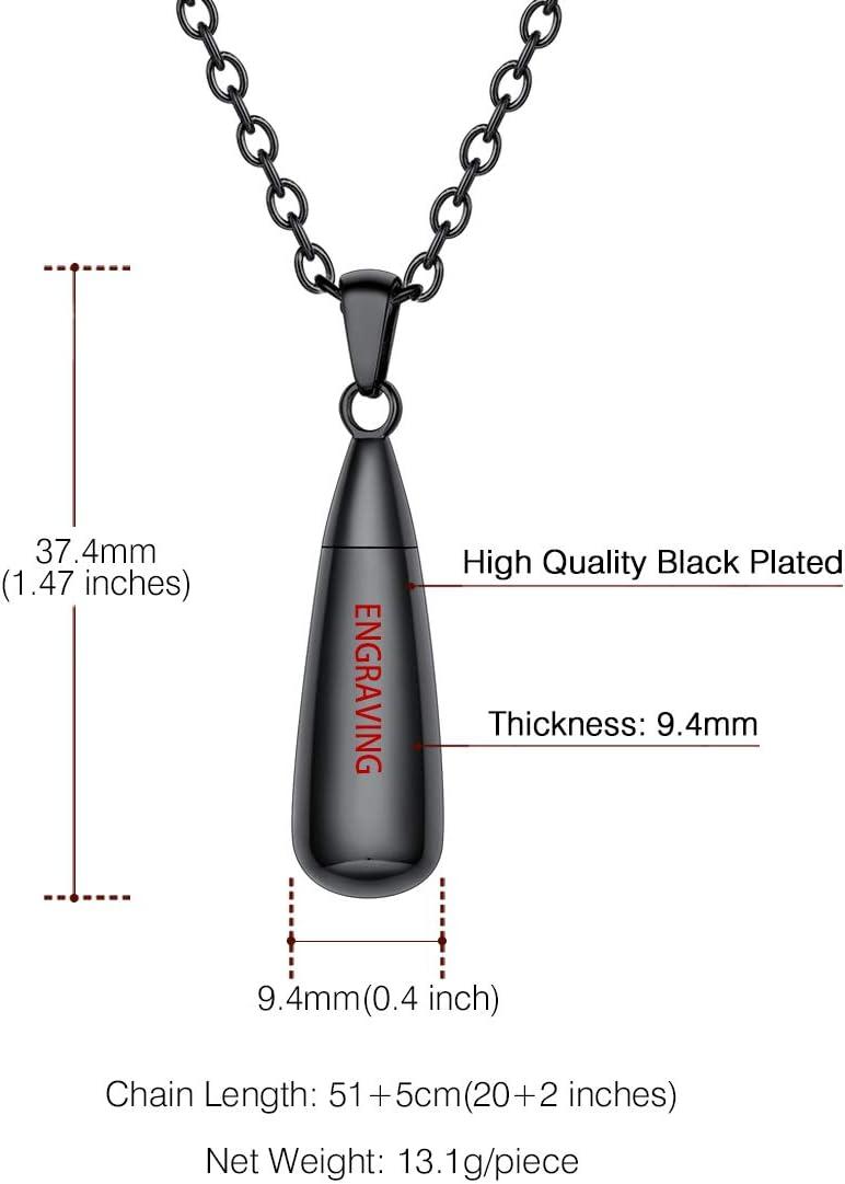 imageUrn Necklace for AshesCustomized Stainless Steel or 18K Gold Plated Cremation Jewelry Memorial Keepsake Urn Lockets Pendant for Men Women Waterproof amp Gift PackedTeardropblackcustom Text
