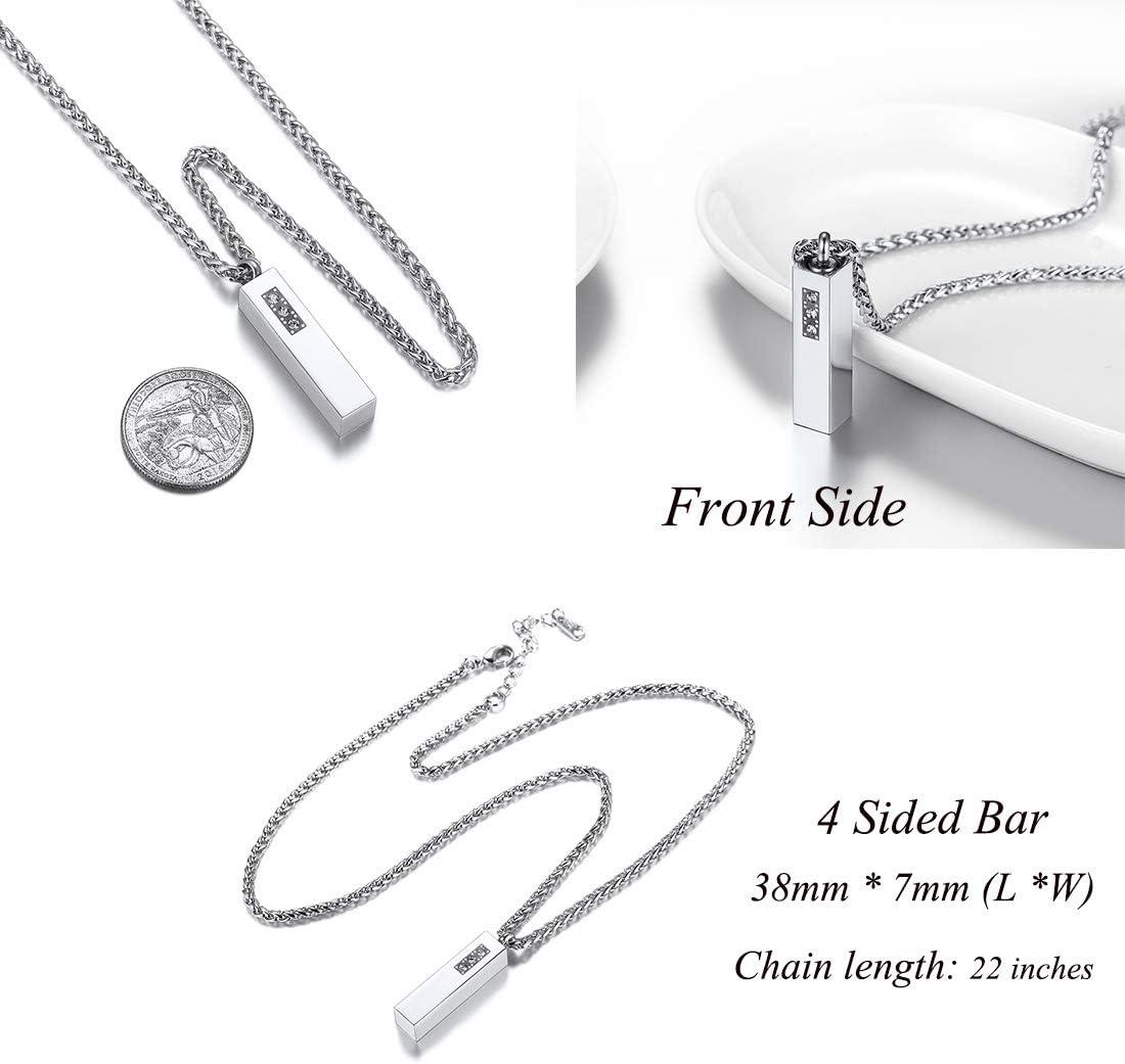 imageUrn Necklace for AshesCustomized Stainless Steel or 18K Gold Plated Cremation Jewelry Memorial Keepsake Urn Lockets Pendant for Men Women Waterproof amp Gift PackedCrystal 4Sided BarStainless