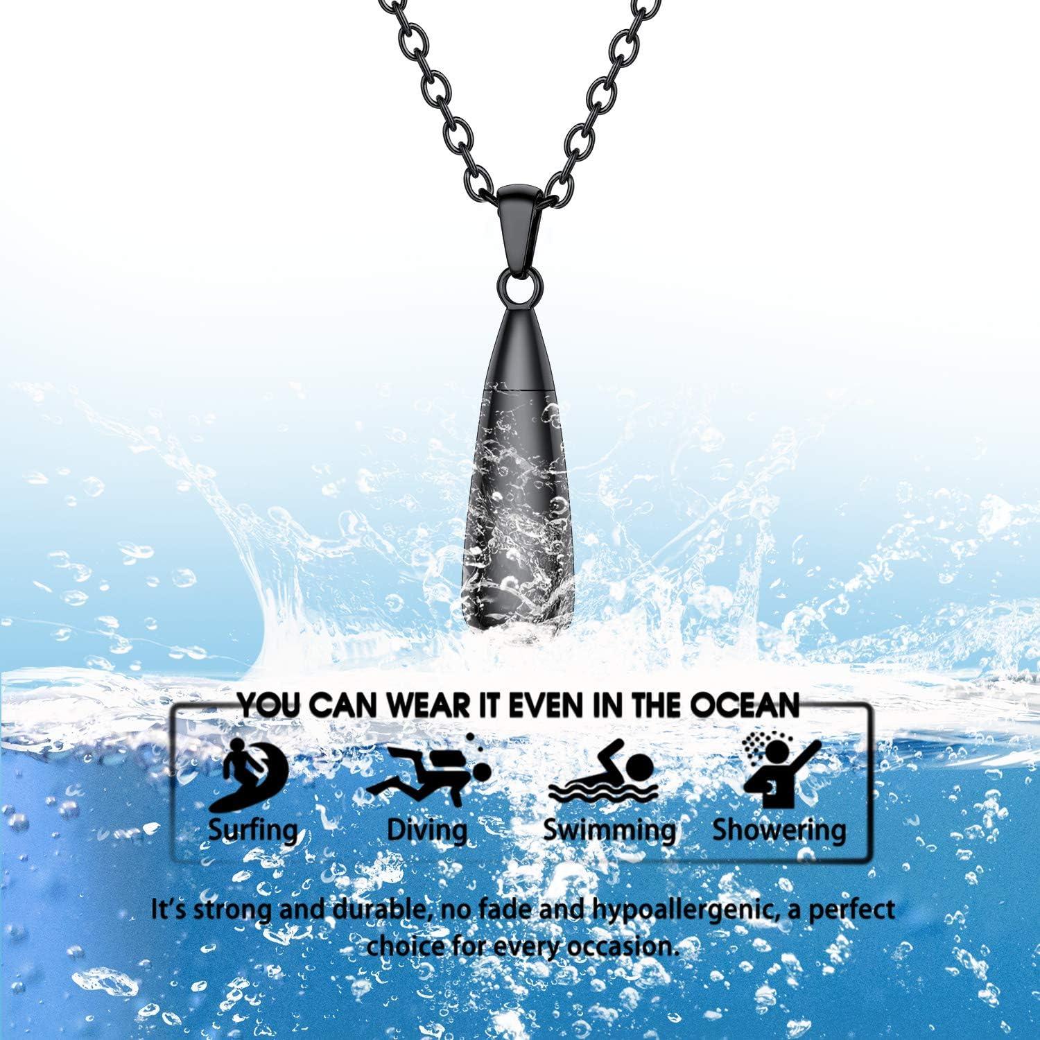 imageUrn Necklace for AshesCustomized Stainless Steel or 18K Gold Plated Cremation Jewelry Memorial Keepsake Urn Lockets Pendant for Men Women Waterproof amp Gift PackedTeardropblackcustom Text