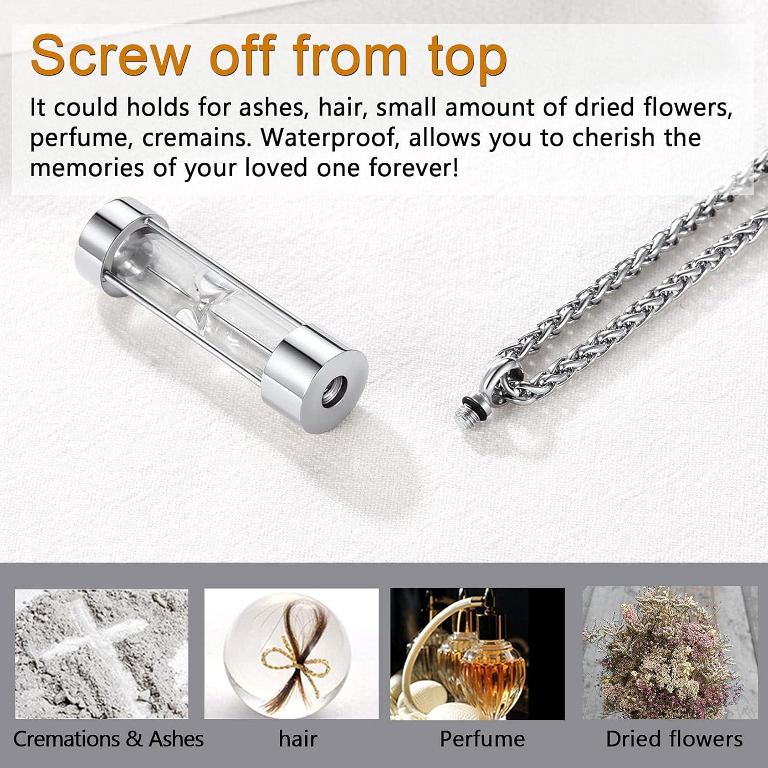 imageUrn Necklace for AshesCustomized Stainless Steel or 18K Gold Plated Cremation Jewelry Memorial Keepsake Urn Lockets Pendant for Men Women Waterproof amp Gift PackedHourglassstainlessTextBirthstone