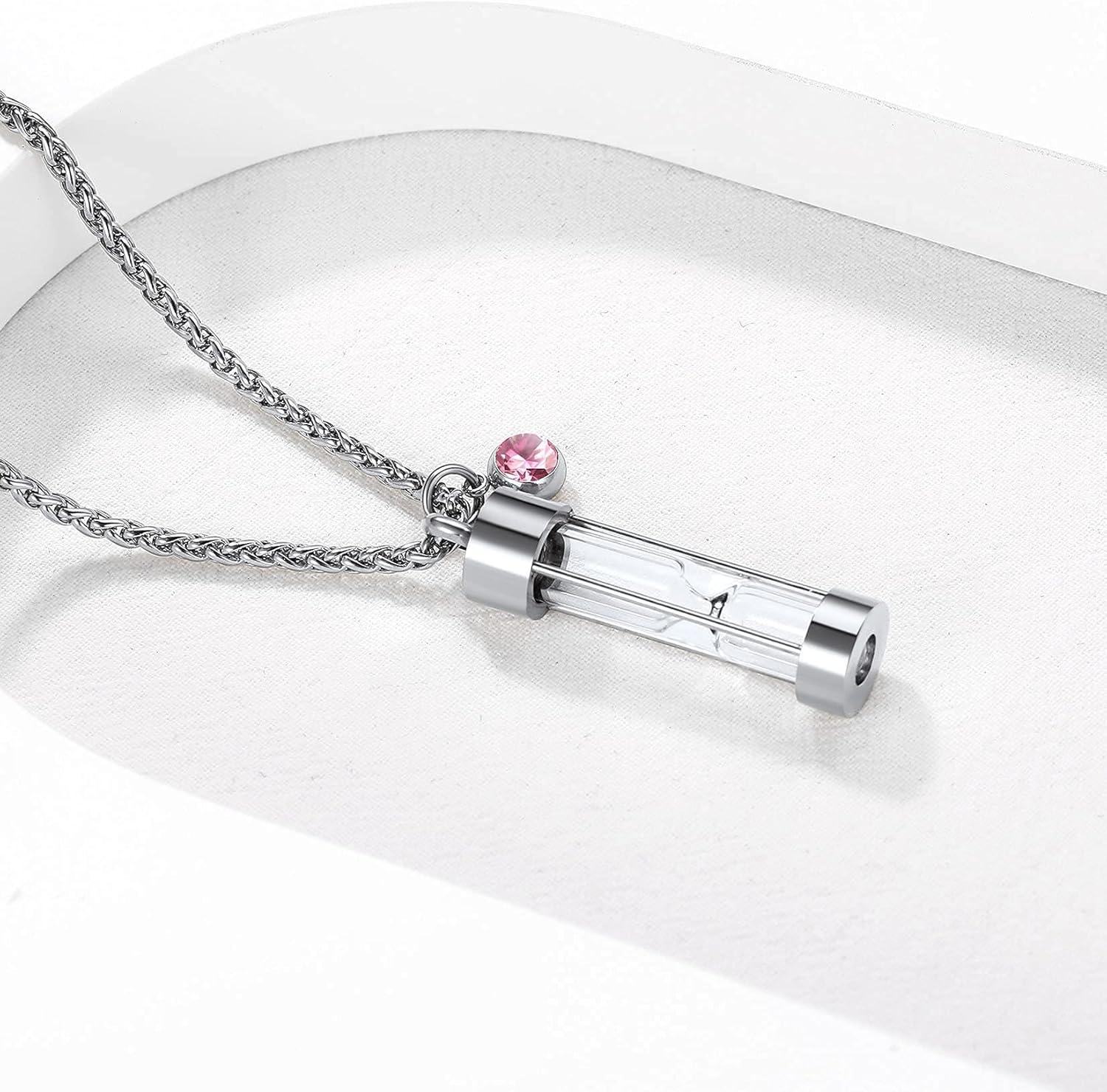 imageUrn Necklace for AshesCustomized Stainless Steel or 18K Gold Plated Cremation Jewelry Memorial Keepsake Urn Lockets Pendant for Men Women Waterproof amp Gift PackedHourglassstainlessTextBirthstone