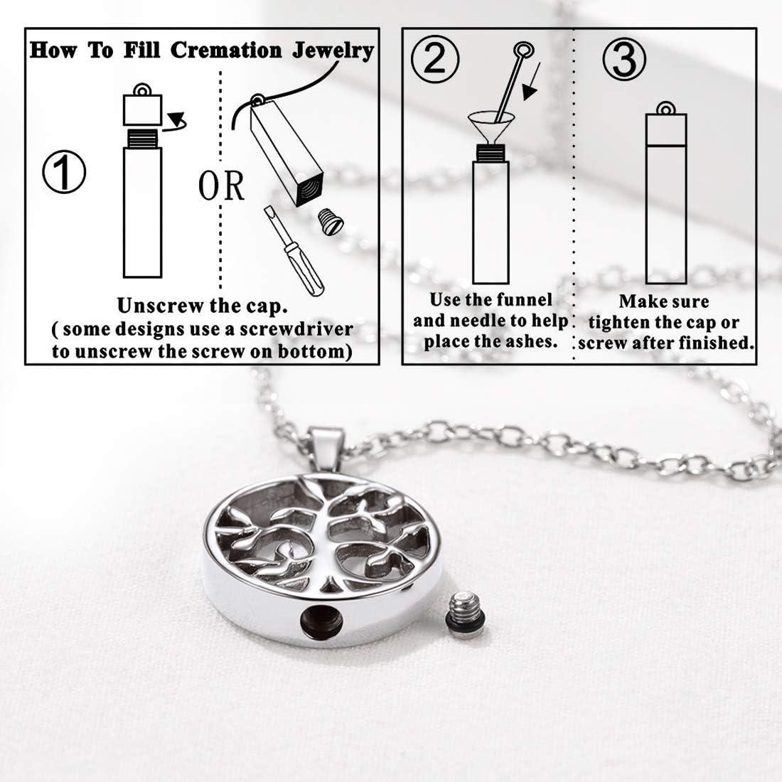 imageUrn Necklace for AshesCustomized Stainless Steel or 18K Gold Plated Cremation Jewelry Memorial Keepsake Urn Lockets Pendant for Men Women Waterproof amp Gift PackedTree of Lifestainlesscustom Text