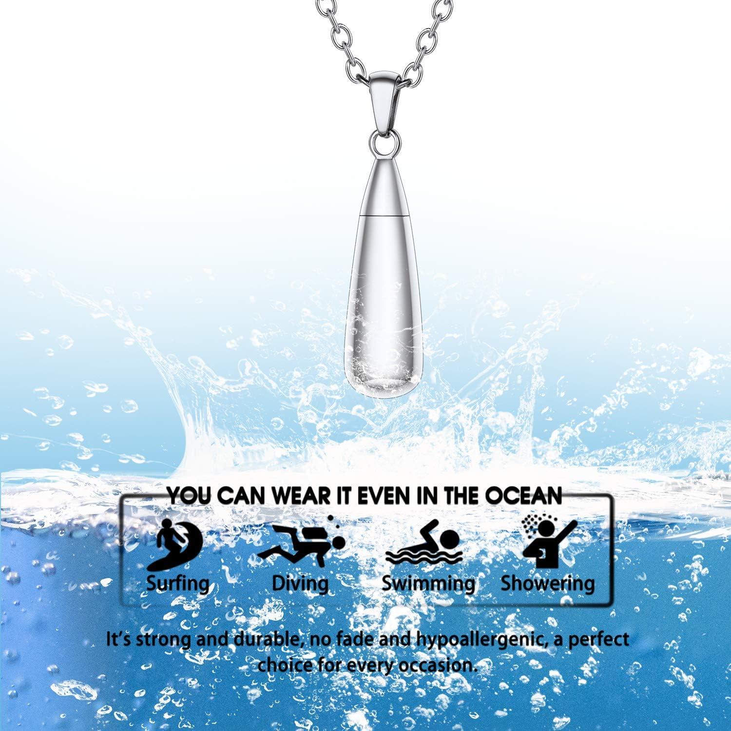 imageUrn Necklace for AshesCustomized Stainless Steel or 18K Gold Plated Cremation Jewelry Memorial Keepsake Urn Lockets Pendant for Men Women Waterproof amp Gift PackedTeardropStainlessCustom Text