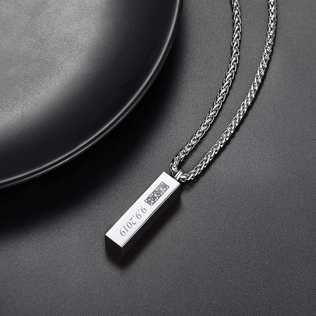 imageUrn Necklace for AshesCustomized Stainless Steel or 18K Gold Plated Cremation Jewelry Memorial Keepsake Urn Lockets Pendant for Men Women Waterproof amp Gift PackedCrystal 4Sided BarStainless