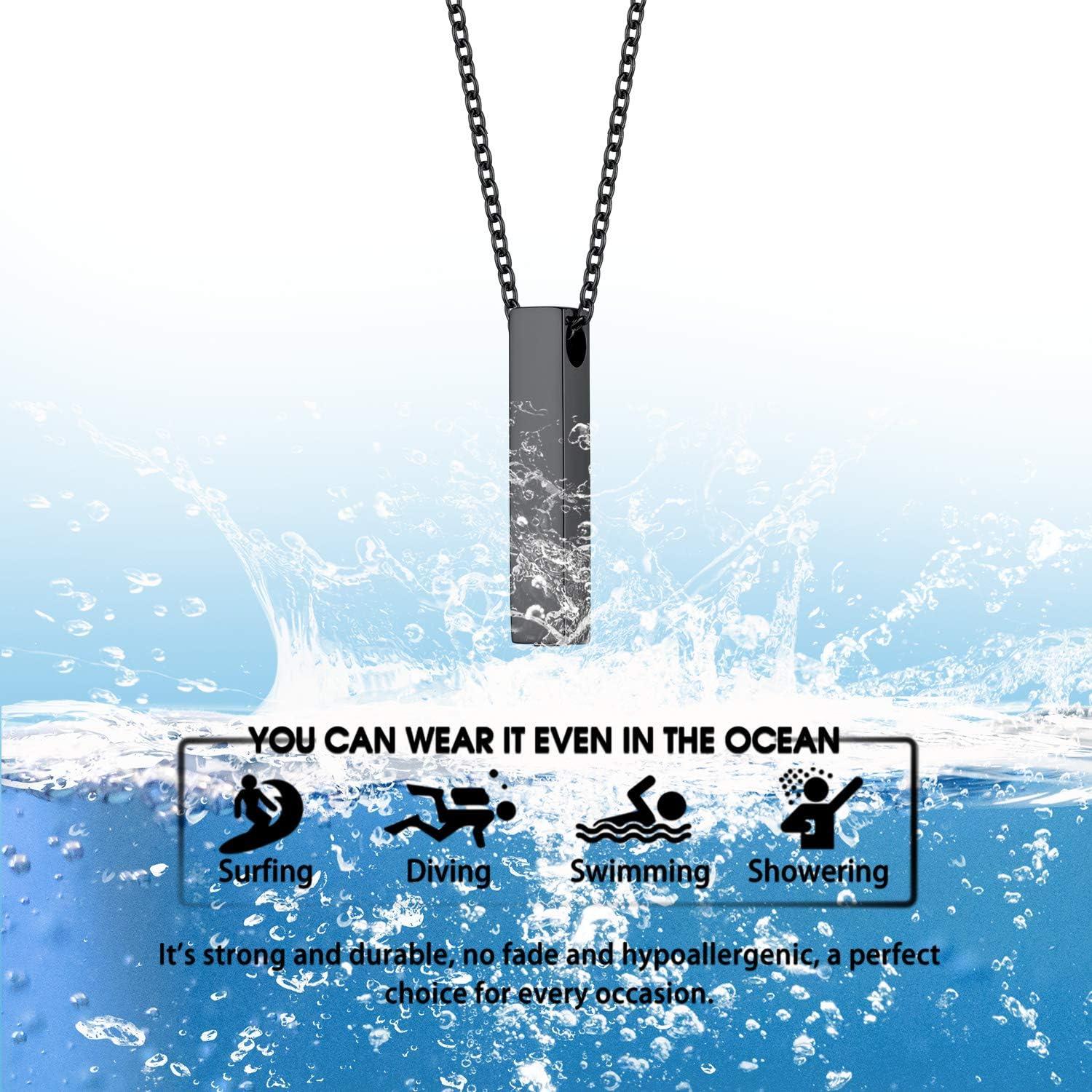 imageUrn Necklace for AshesCustomized Stainless Steel or 18K Gold Plated Cremation Jewelry Memorial Keepsake Urn Lockets Pendant for Men Women Waterproof amp Gift Packed4sided Barblackcustom Text
