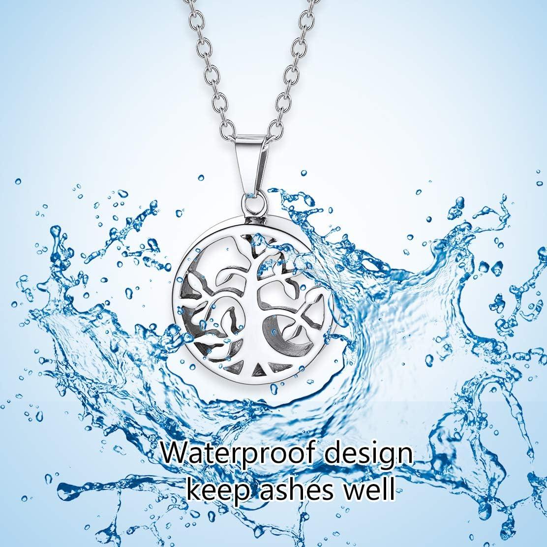 imageUrn Necklace for AshesCustomized Stainless Steel or 18K Gold Plated Cremation Jewelry Memorial Keepsake Urn Lockets Pendant for Men Women Waterproof amp Gift PackedTree of Lifestainlesscustom Text