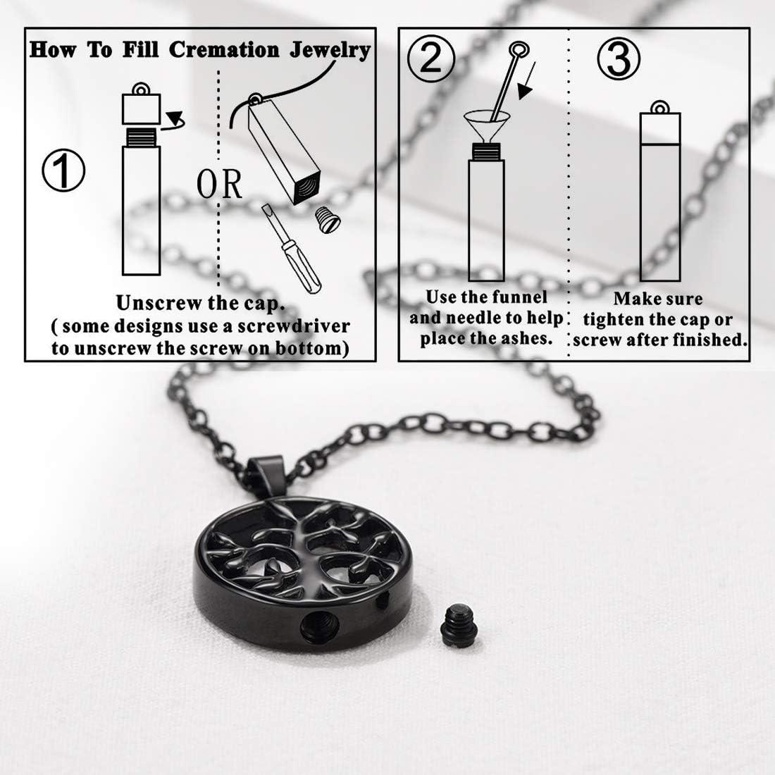 imageUrn Necklace for AshesCustomized Stainless Steel or 18K Gold Plated Cremation Jewelry Memorial Keepsake Urn Lockets Pendant for Men Women Waterproof amp Gift PackedTree of Lifeblackcustom Text
