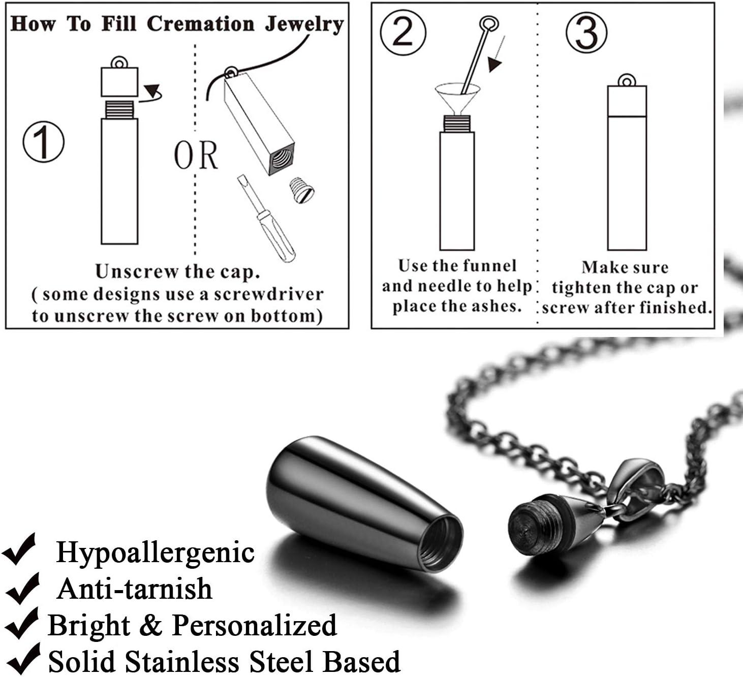 imageUrn Necklace for AshesCustomized Stainless Steel or 18K Gold Plated Cremation Jewelry Memorial Keepsake Urn Lockets Pendant for Men Women Waterproof amp Gift PackedTeardropblackcustom Text