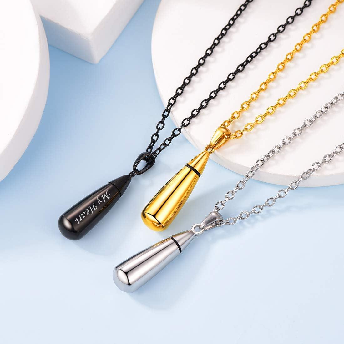 imageUrn Necklace for AshesCustomized Stainless Steel or 18K Gold Plated Cremation Jewelry Memorial Keepsake Urn Lockets Pendant for Men Women Waterproof amp Gift PackedTeardropStainlessCustom Text