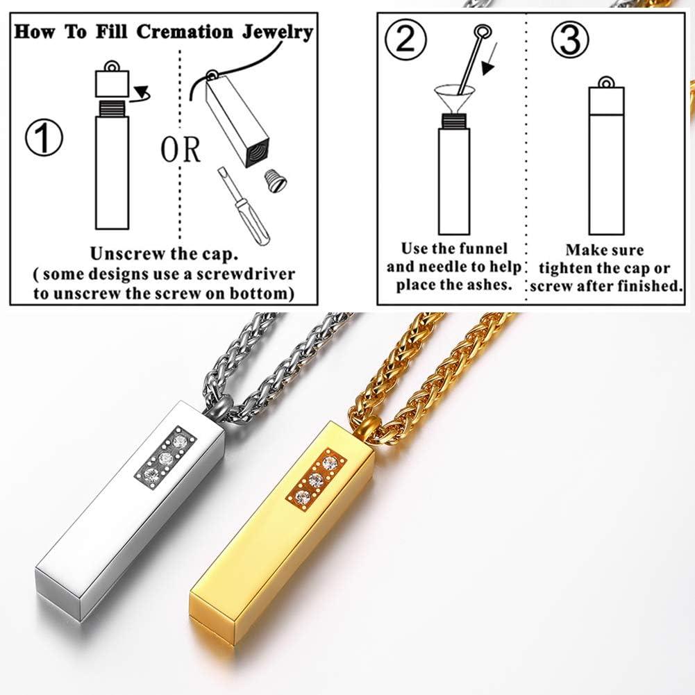 imageUrn Necklace for AshesCustomized Stainless Steel or 18K Gold Plated Cremation Jewelry Memorial Keepsake Urn Lockets Pendant for Men Women Waterproof amp Gift PackedCrystal 4Sided BarStainless