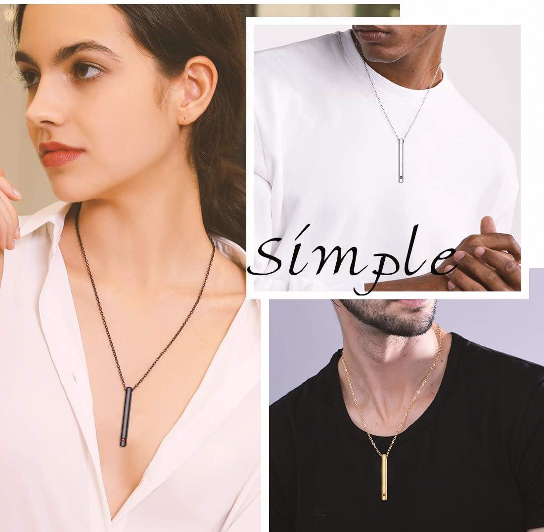 imageUrn Necklace for AshesCustomized Stainless Steel or 18K Gold Plated Cremation Jewelry Memorial Keepsake Urn Lockets Pendant for Men Women Waterproof amp Gift PackedLong BarBlackTextBirthstone