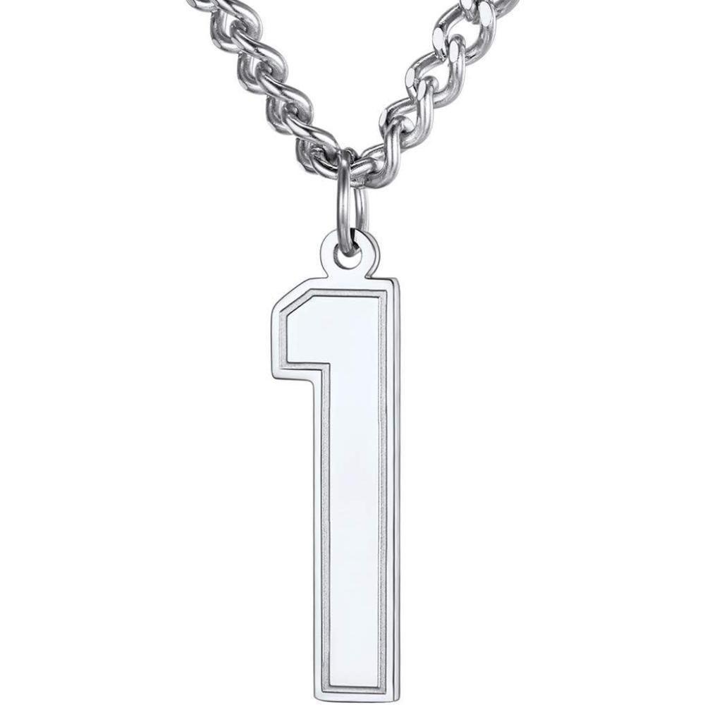 imageU7 099 Number Necklaces Stainless Steel Customizable Number Pendant Gold Plated Athletes Sports Necklace Jersey Number Chains Cuban Link Necklaces for Men Women1Stainless