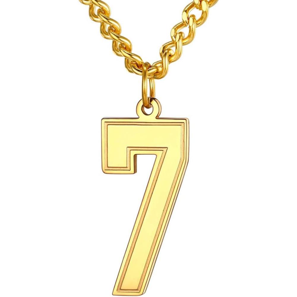 imageU7 099 Number Necklaces Stainless Steel Customizable Number Pendant Gold Plated Athletes Sports Necklace Jersey Number Chains Cuban Link Necklaces for Men Women7Gold
