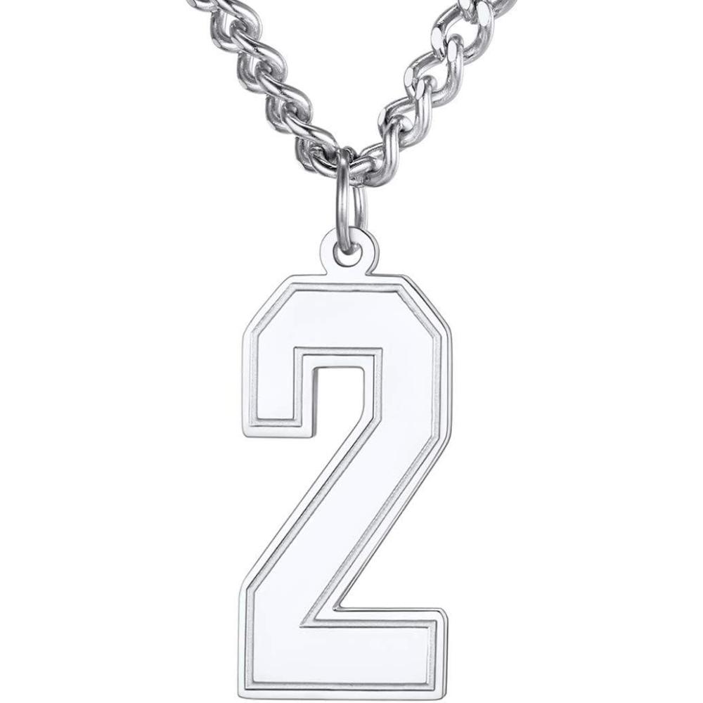 imageU7 099 Number Necklaces Stainless Steel Customizable Number Pendant Gold Plated Athletes Sports Necklace Jersey Number Chains Cuban Link Necklaces for Men Women2Stainless
