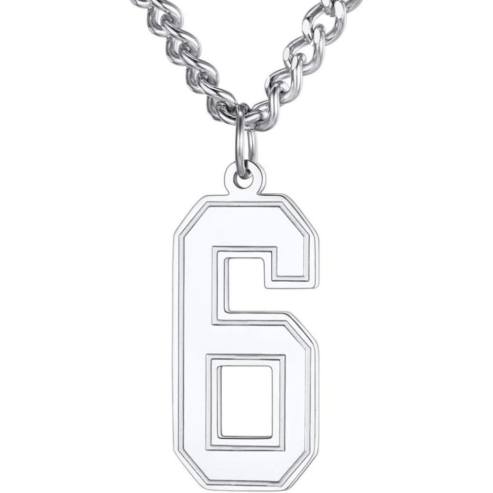 imageU7 099 Number Necklaces Stainless Steel Customizable Number Pendant Gold Plated Athletes Sports Necklace Jersey Number Chains Cuban Link Necklaces for Men Women6Stainless