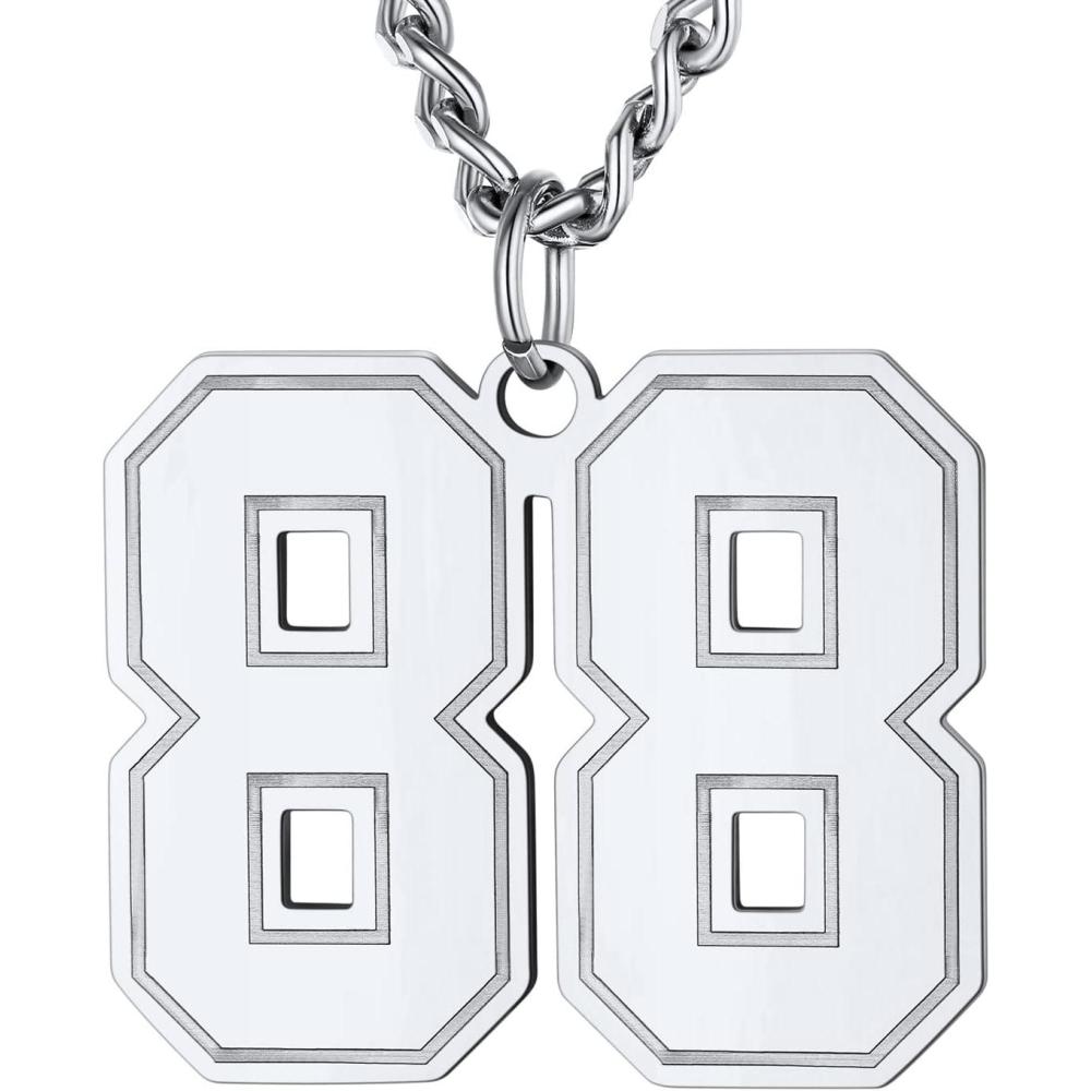 imageU7 099 Number Necklaces Stainless Steel Customizable Number Pendant Gold Plated Athletes Sports Necklace Jersey Number Chains Cuban Link Necklaces for Men Women0099 Number Stainless