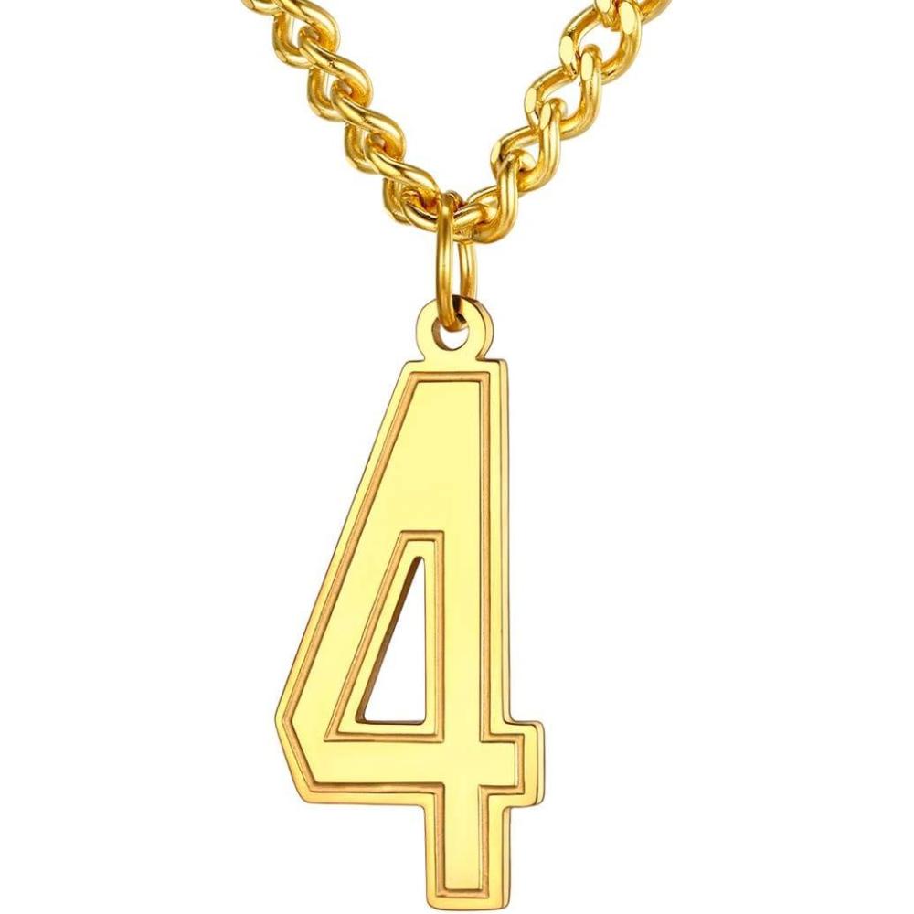 imageU7 099 Number Necklaces Stainless Steel Customizable Number Pendant Gold Plated Athletes Sports Necklace Jersey Number Chains Cuban Link Necklaces for Men Women4Gold