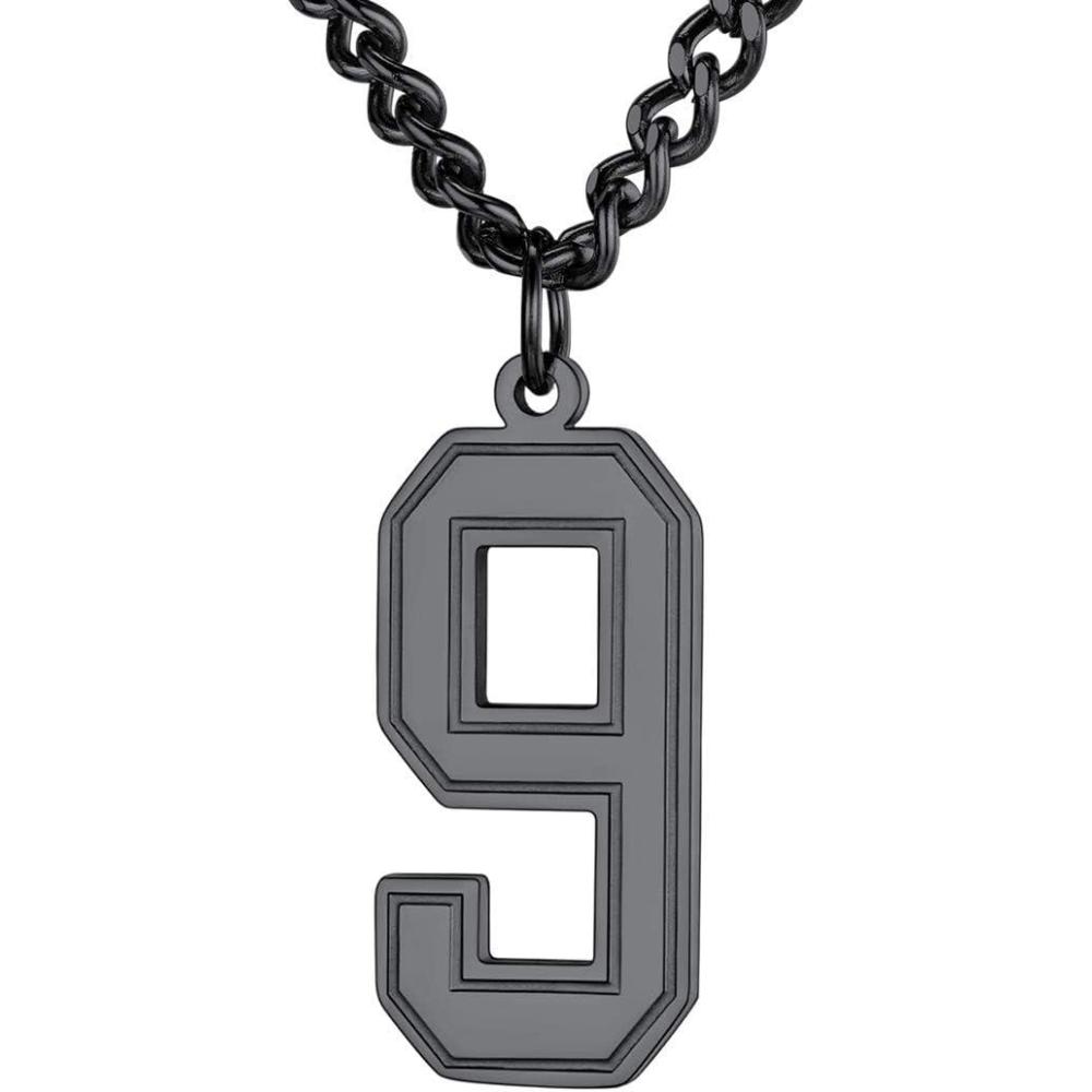 imageU7 099 Number Necklaces Stainless Steel Customizable Number Pendant Gold Plated Athletes Sports Necklace Jersey Number Chains Cuban Link Necklaces for Men Women9Stunning Black