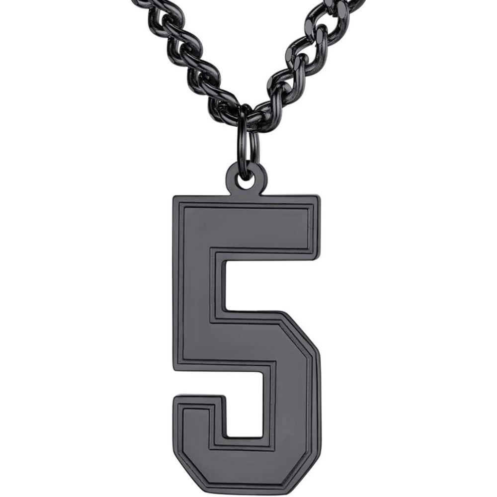 imageU7 099 Number Necklaces Stainless Steel Customizable Number Pendant Gold Plated Athletes Sports Necklace Jersey Number Chains Cuban Link Necklaces for Men Women5Stunning Black