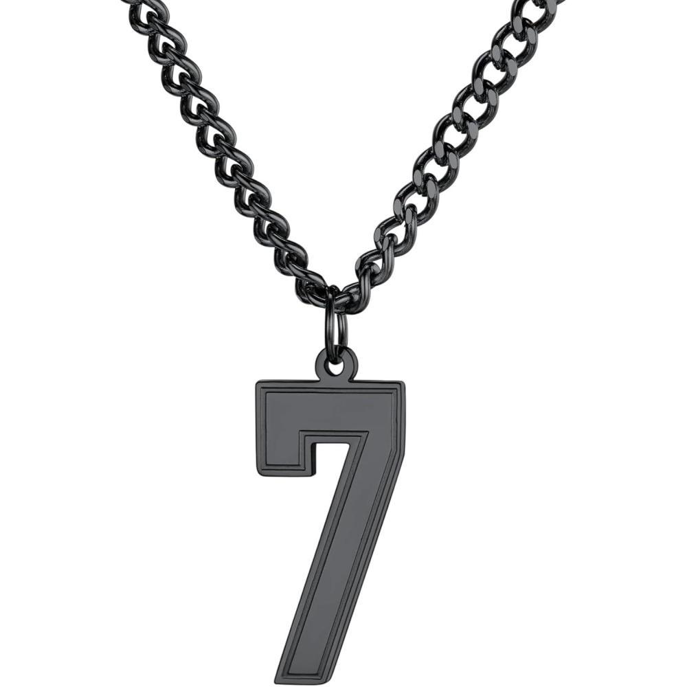 imageU7 099 Number Necklaces Stainless Steel Customizable Number Pendant Gold Plated Athletes Sports Necklace Jersey Number Chains Cuban Link Necklaces for Men Women7Stunning Black